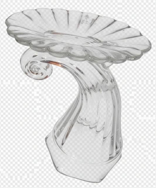 Mid-Century Glass Cornucopia Vase | Fluted Horn of Plenty