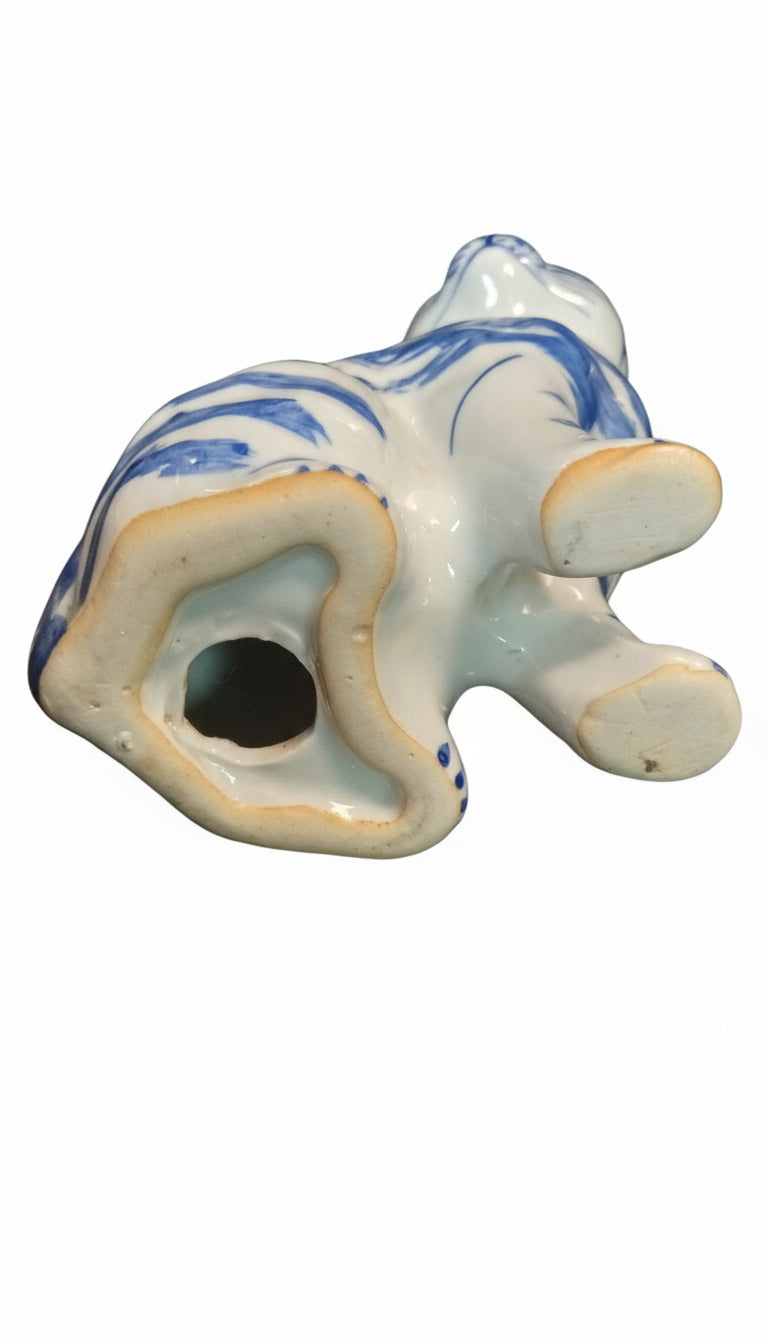 VINTAGE DELFT BLUE CAT TIGER PORCELAIN FIGURE