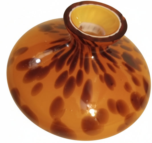 Classic Tortoiseshell Spotted Art Glass Bud Vase | MCM Murano Style