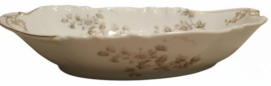 🇫🇷 Antique Limoges France CFH GDM Oval Serving Dish 1882-1900, Gold Floral Nappy Bowl