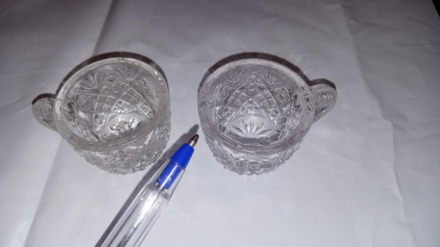 Antique Westmoreland Thumbelina Miniature Punch Bowl Cups Clear Pressed Glass