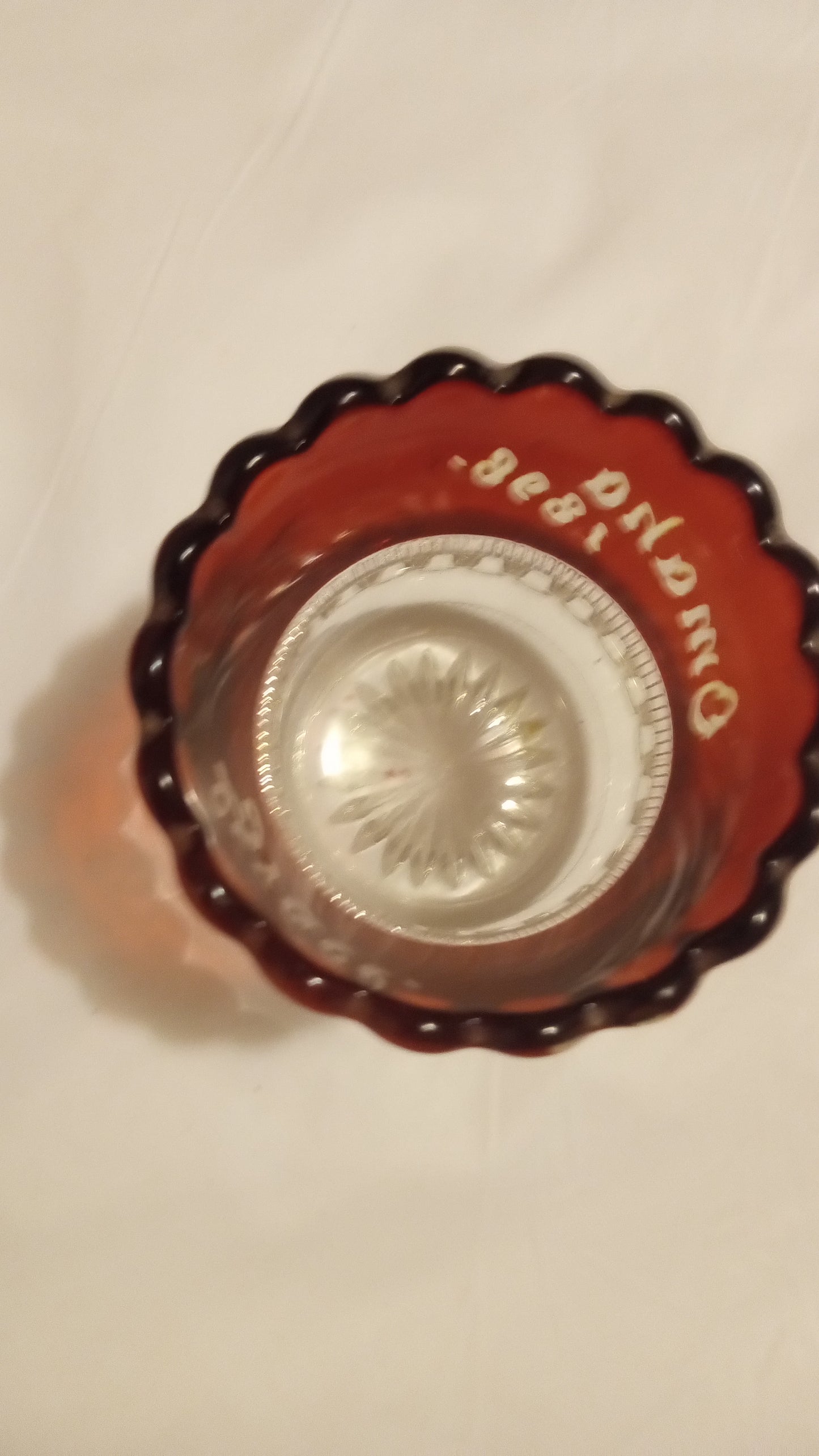 1898 Omaha Exposition Ruby Flash Souvenir | Etched "Omaha 1898" & "Grace" Match Holder | Antique 2.5" Pressed Glass