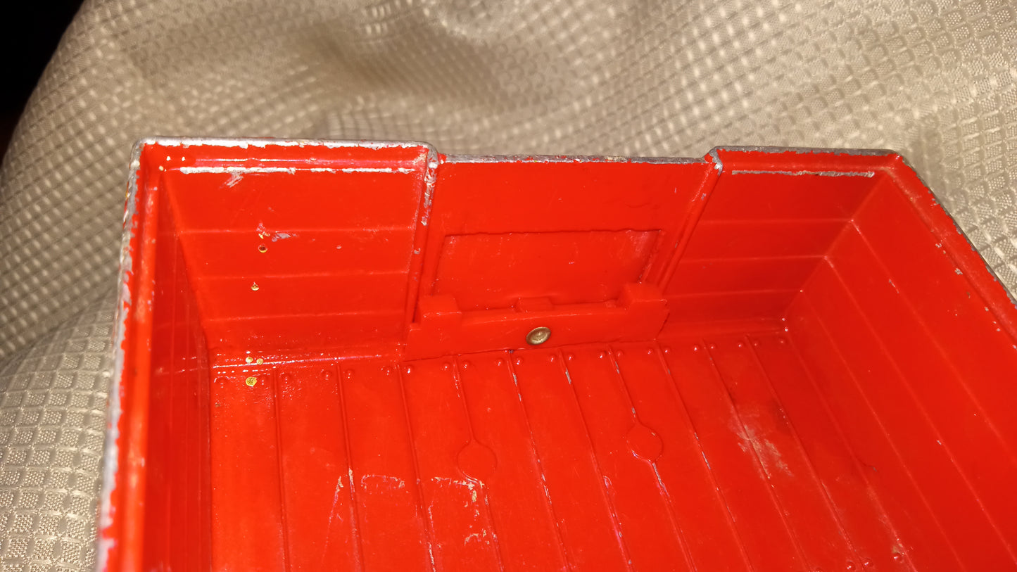 Vintage ERTL Red Dump Wagon 1:16 Scale - Dyersville Iowa Farm Toy - Metal / Pressed Steel