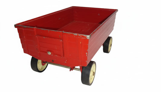 Vintage ERTL Red Dump Wagon 1:16 Scale - Dyersville Iowa Farm Toy - Metal / Pressed Steel