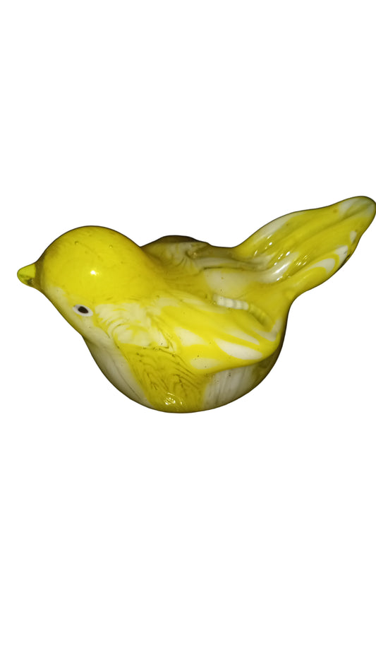 Classic Blown Glass Yellow & White Bird Hand Made