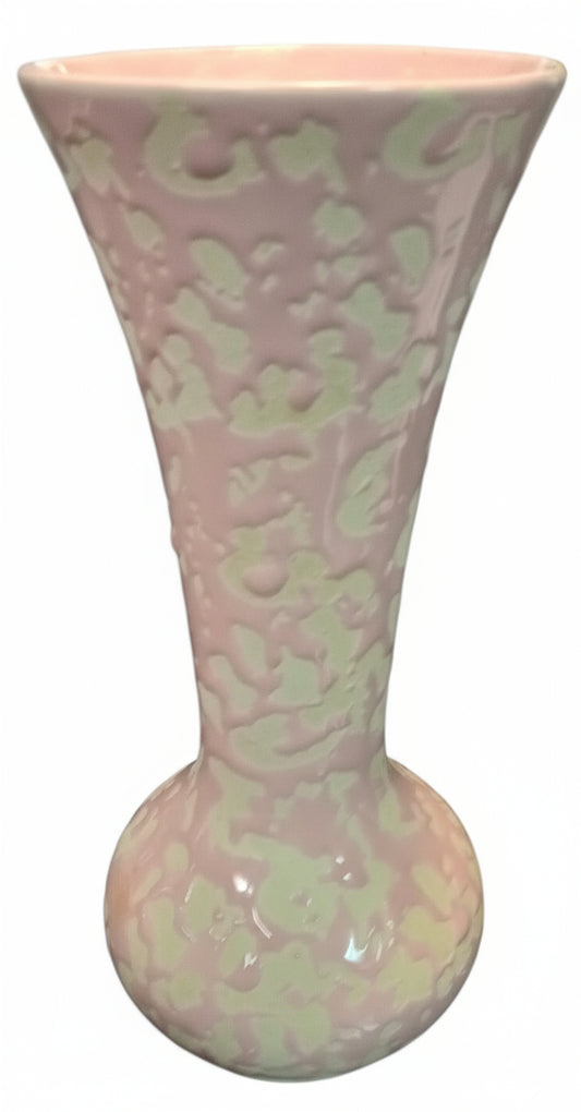 Authentic McCoy USA! Vibrant Pink Popcorn Glaze Vase - Mid-Century Modern American Art Pottery (1950s)