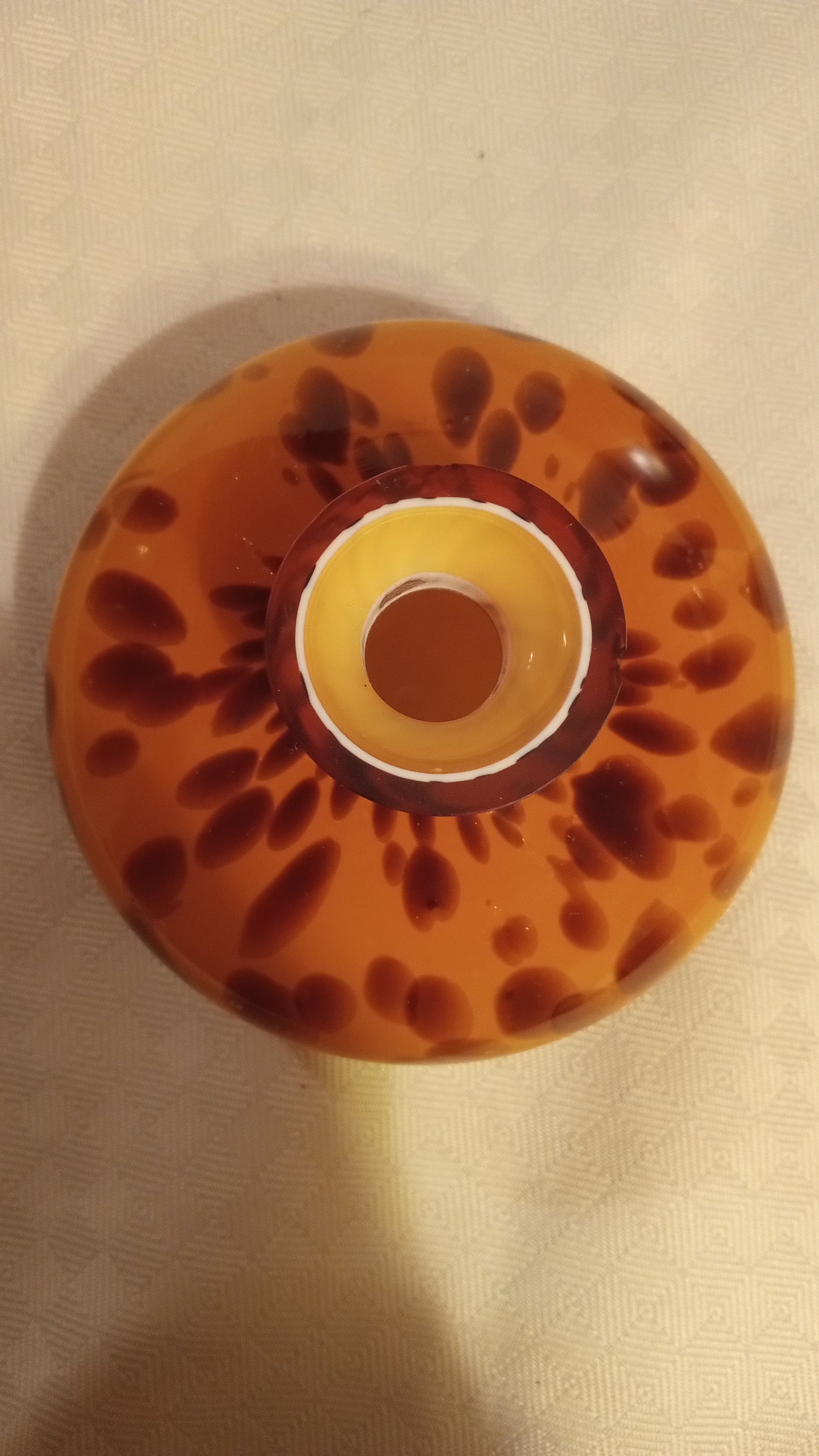 Classic Tortoiseshell Spotted Art Glass Bud Vase | MCM Murano Style