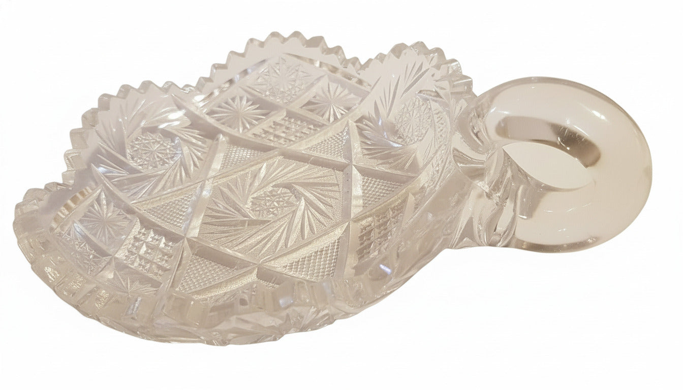 125+ Year Old American Brilliant Cut Glass Nappy Dish | Antique Crystal Serving Bowl with Handle | Rare Early 1900s ABP Collector’s Gem