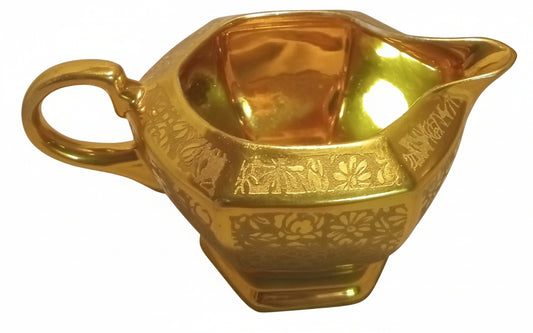 ART DECO Gold Lusterware Octagon Creamer - Japanese Sauce Boat (2" Tall, Mint Condition)