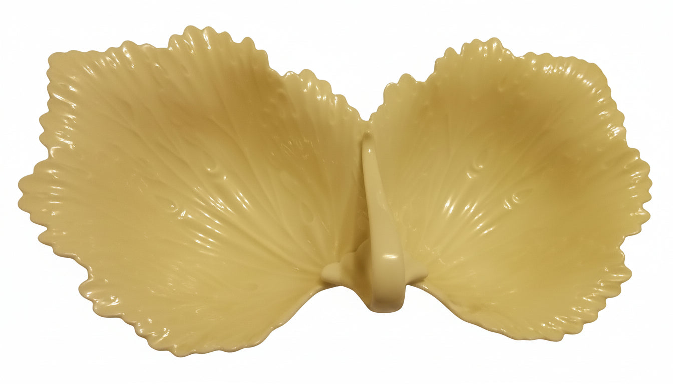 VINTAGE Lenox Double Leaf Dish GREEN MARK Mint Condition 1930s USA Fine China