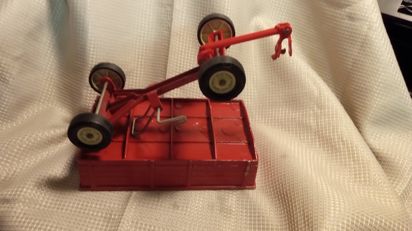 Vintage ERTL Red Dump Wagon 1:16 Scale - Dyersville Iowa Farm Toy - Metal / Pressed Steel