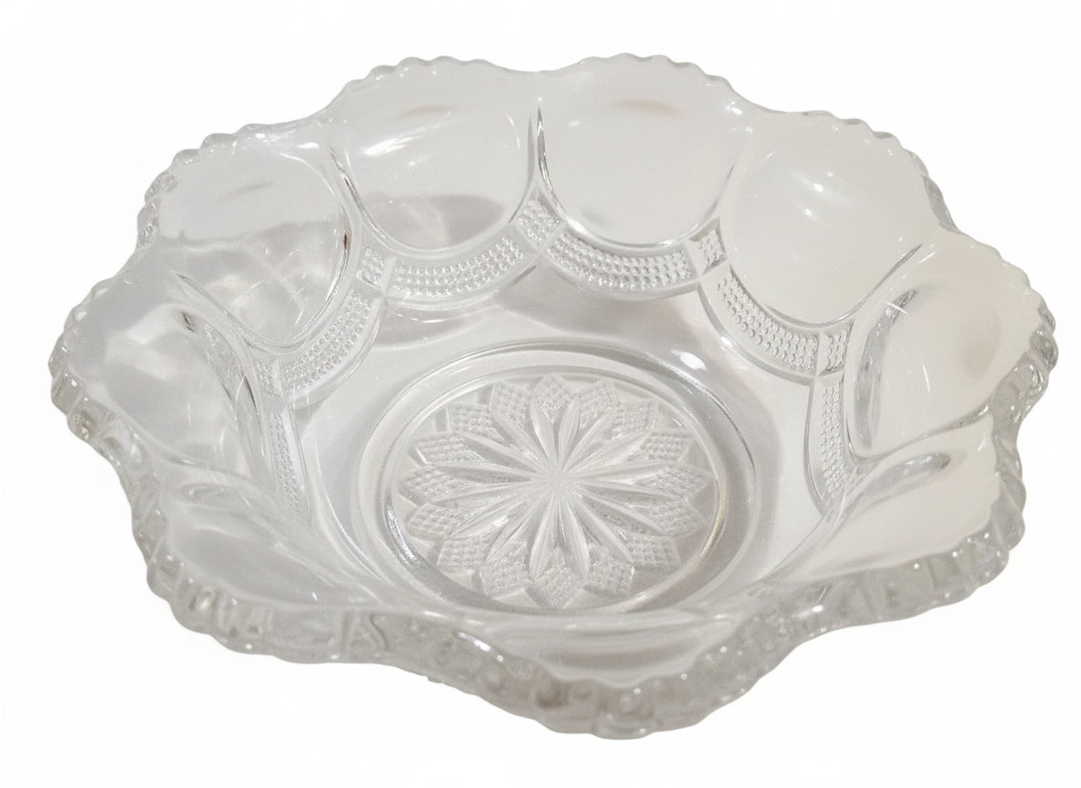 Antique EAPG US Glass “Oregon” Beaded Loop Berry Bowl (c. 1901) | Rare Mint No. 15073 | 4.5” States Series Sawtooth Rim | Edwardian Pressed Glass Survivor