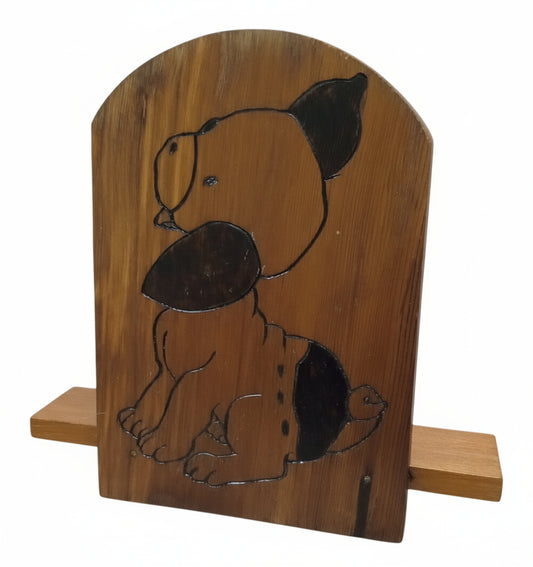 Best Friend & Napkins! Vintage Wood Puppy Napkin Holder - Rustic Cabin/Farmhouse Kitchen Kitsch