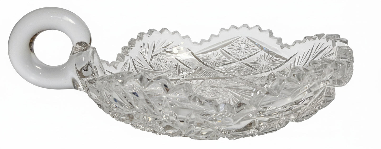 125+ Year Old American Brilliant Cut Glass Nappy Dish | Antique Crystal Serving Bowl with Handle | Rare Early 1900s ABP Collector’s Gem