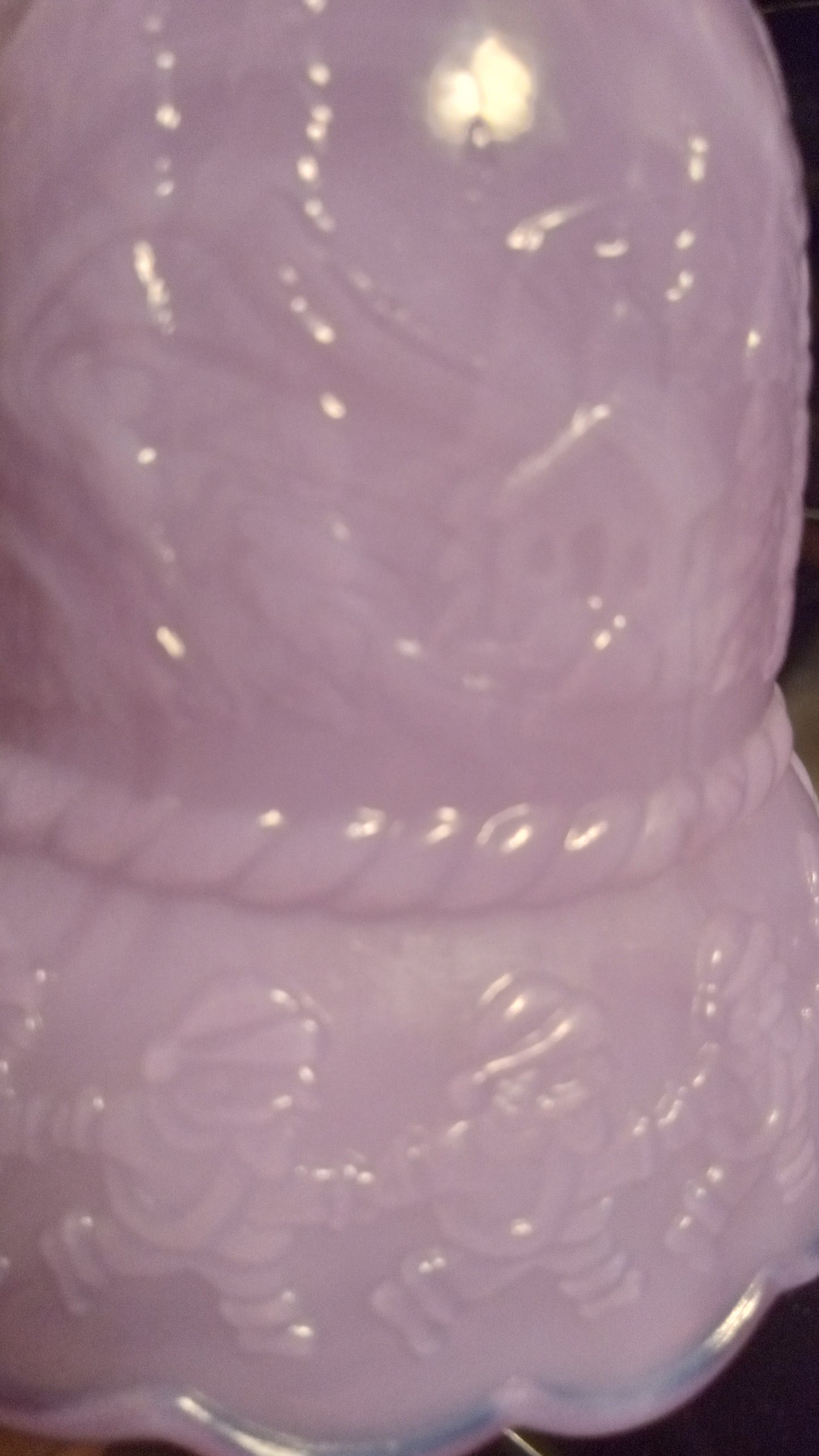 Vintage Purple Slag Glass Christmas Bell - Lavender Winter Scene Figural Art Glass