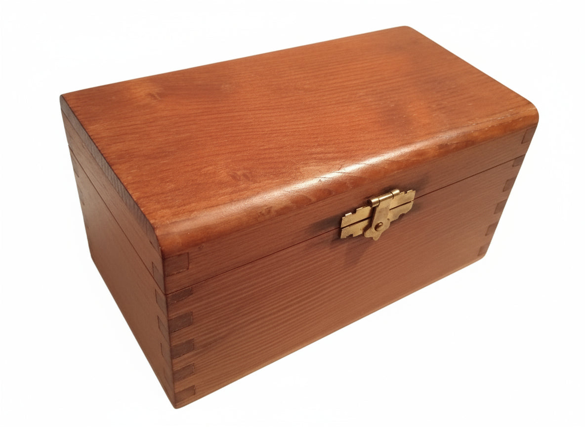Vintage Hardwood Storage Box | Dovetail/Finger Joint Construction | Rustic Wooden Keepsake Chest