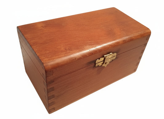 Vintage Hardwood Storage Box | Dovetail/Finger Joint Construction | Rustic Wooden Keepsake Chest