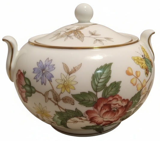 RARE Wedgwood Charnwood Covered Sugar Bowl (WD3984) - Complete Your Set! English Bone China, Floral & Butterfly Motif