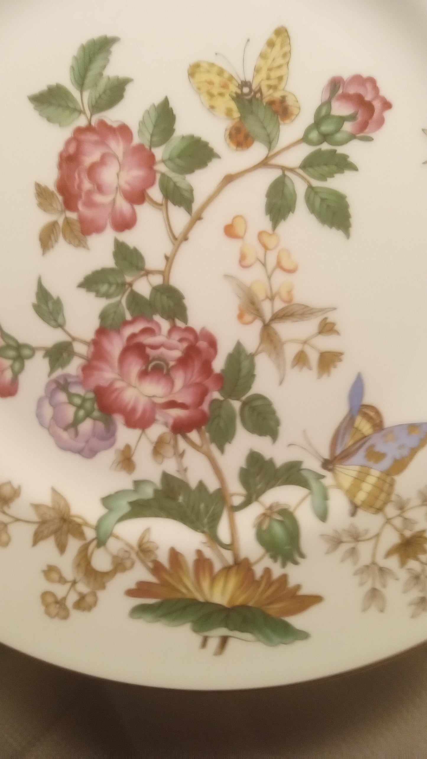 Exquisite Wedgwood Charnwood Bone China Dinner Plate - Hand-Decorated English Garden Florals, Butterflies & Gold Trim