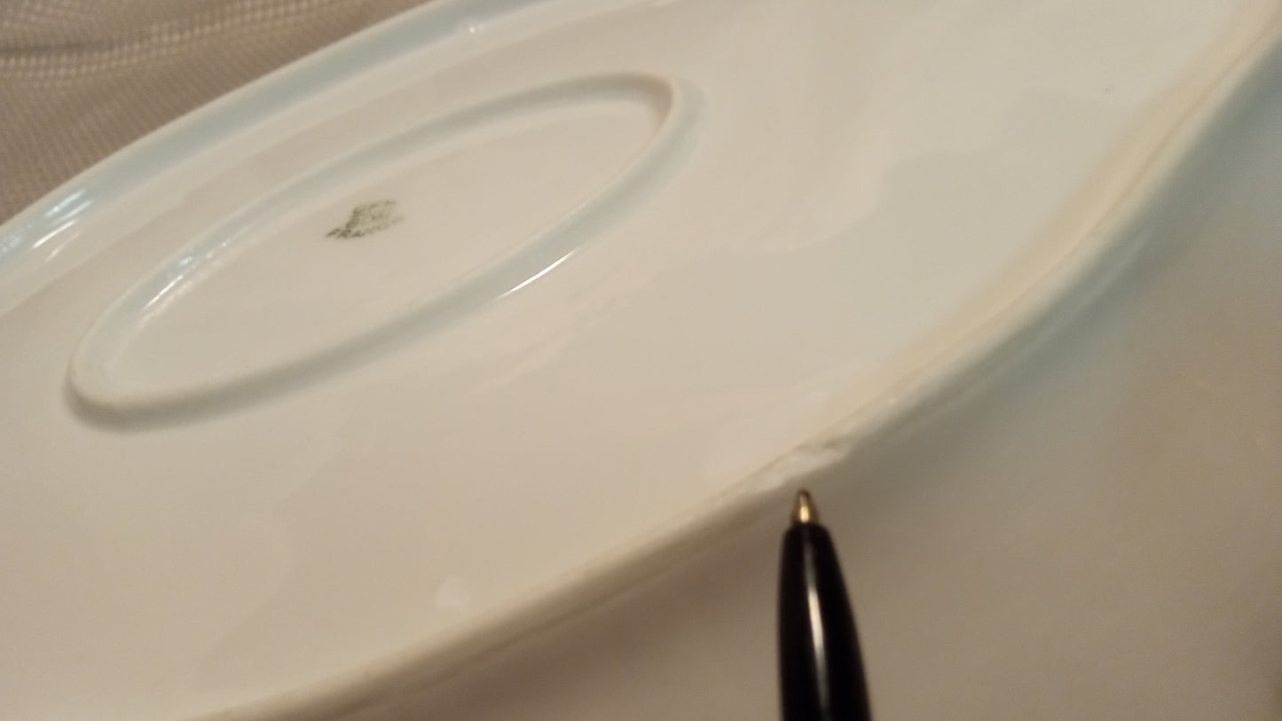 Antique Limoges Platter CFH/GDM - French Charles Field Haviland Oval Serving Dish - Sepia Floral & Gold Trim