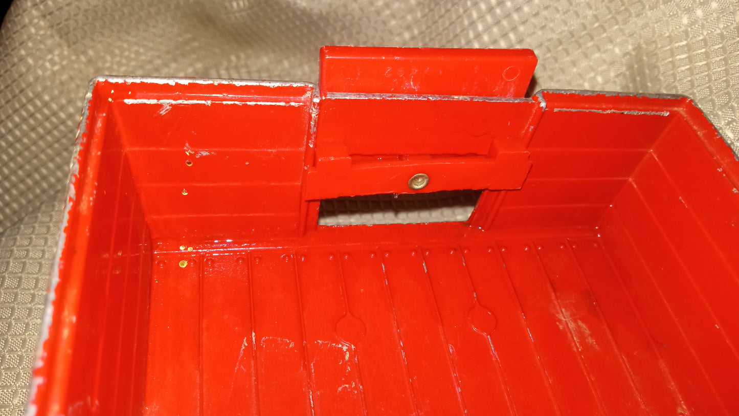 Vintage ERTL Red Dump Wagon 1:16 Scale - Dyersville Iowa Farm Toy - Metal / Pressed Steel