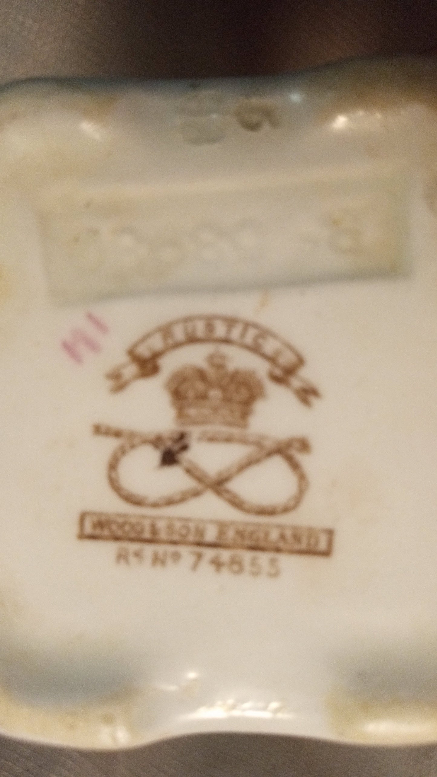 AUTHENTIC 1887 Antique English Ironstone Jar/Spill Vase | Wood & Son "Rustic" Pattern, Victorian Era