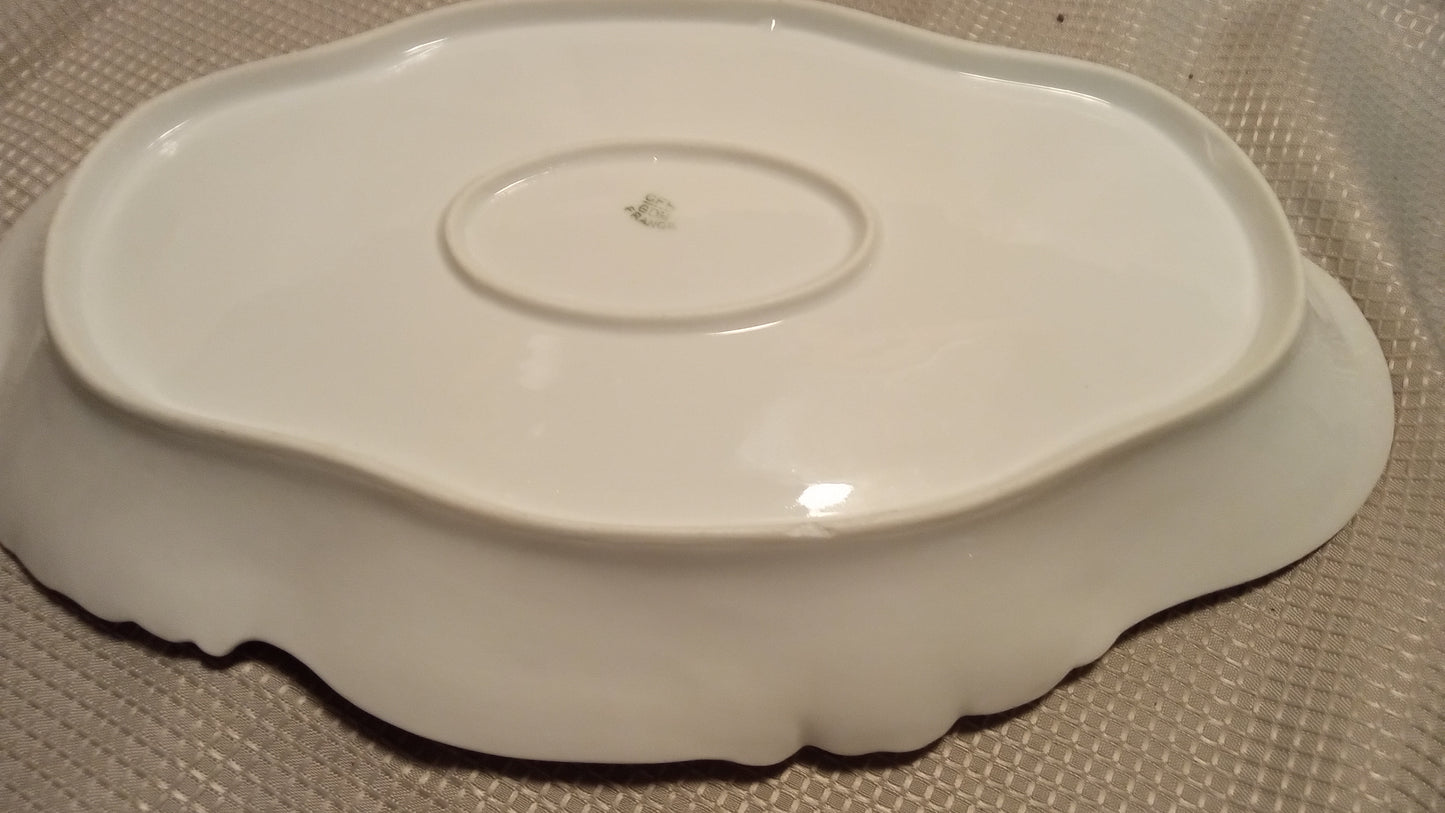 Antique Limoges Platter CFH/GDM - French Charles Field Haviland Oval Serving Dish - Sepia Floral & Gold Trim