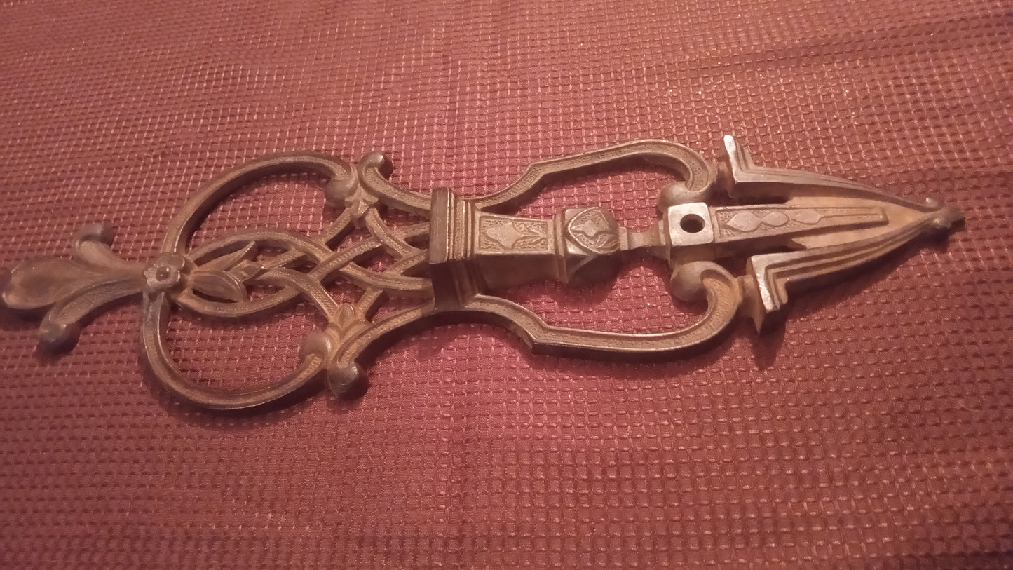 Vintage Ornate Cast Iron Drawer Pull Handle Escutcheon Victorian Style Hardware