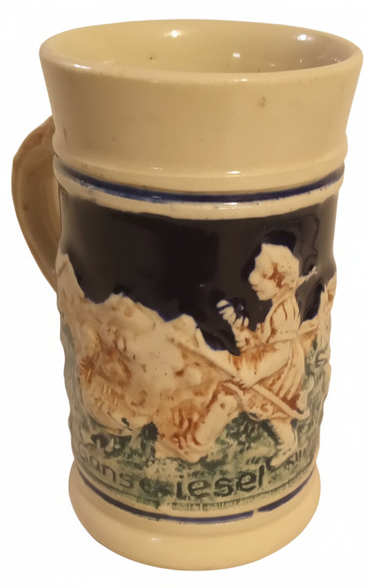 West Germany Miniature Gänseliesel Stein | 1950s Cold War Souvenir Mug | Rare Goose Girl Relief Stoneware