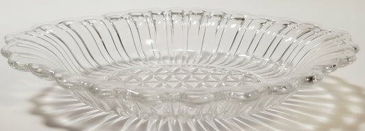 Antique EAPG Oval Relish Dish (c. 1910) | 7.5” Diamond Point & Ribbed Flute | Mint Condition Survivor | Clear Glass Serving Bowl
