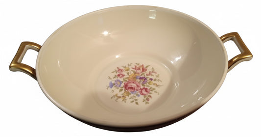 Thomas Ivory Bavaria 'Evelyn' 10" Serving Bowl (1939-1952) | Antique German China Vegetable Nappy w/ Gold