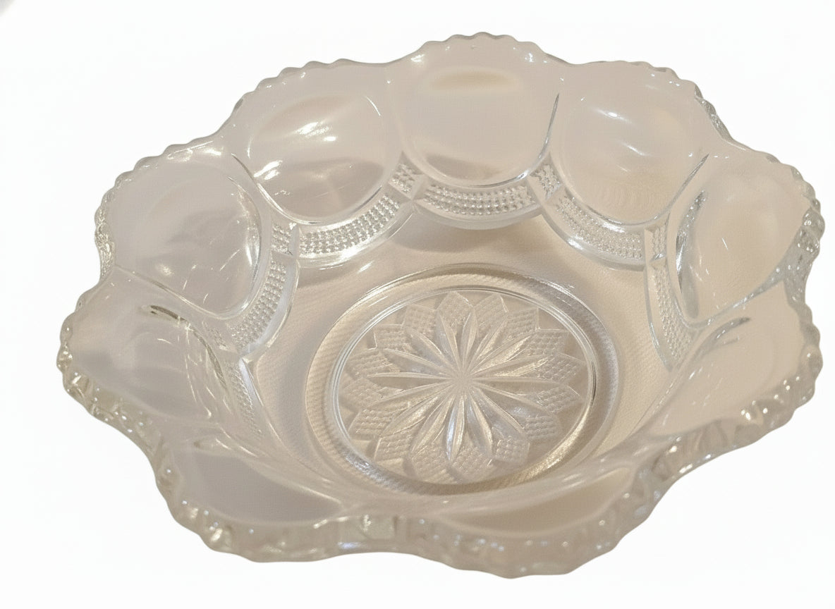 Antique EAPG US Glass “Oregon” Beaded Loop Berry Bowl (c. 1901) | Rare Mint No. 15073 | 4.5” States Series Sawtooth Rim | Edwardian Pressed Glass Survivor