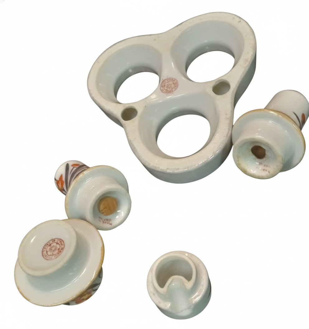 Adorable Mid-Century Kitchen Trio! Japanese Salt, Pepper & Condiment Caddy with Handle