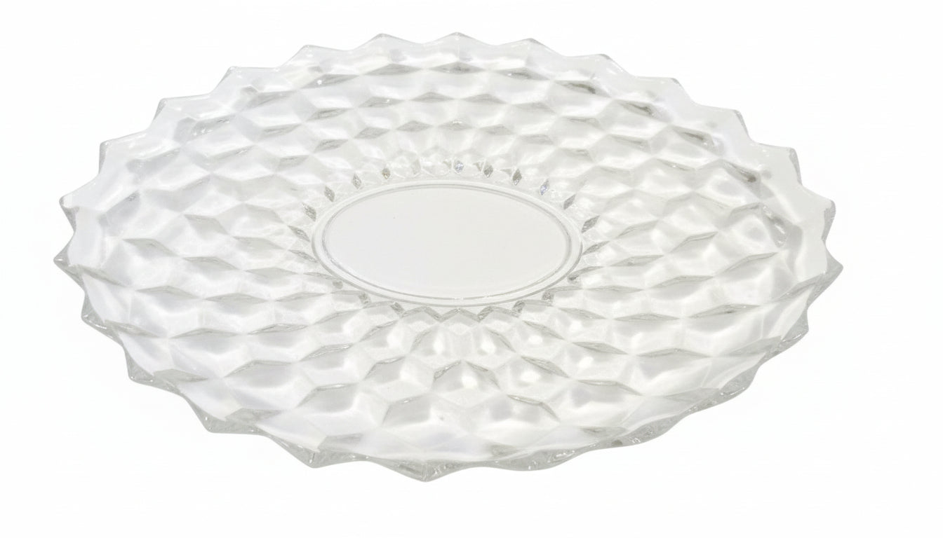 Vintage Fostoria American 11" Round Torte Plate | Cubist Diamond Clear Glass Platter #2056