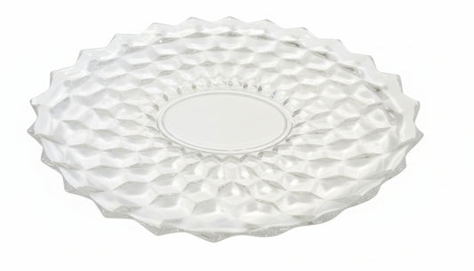 Vintage Fostoria American 11" Round Torte Plate | Cubist Diamond Clear Glass Platter #2056