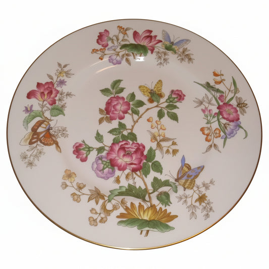 Exquisite Wedgwood Charnwood Bone China Dinner Plate - Hand-Decorated English Garden Florals, Butterflies & Gold Trim