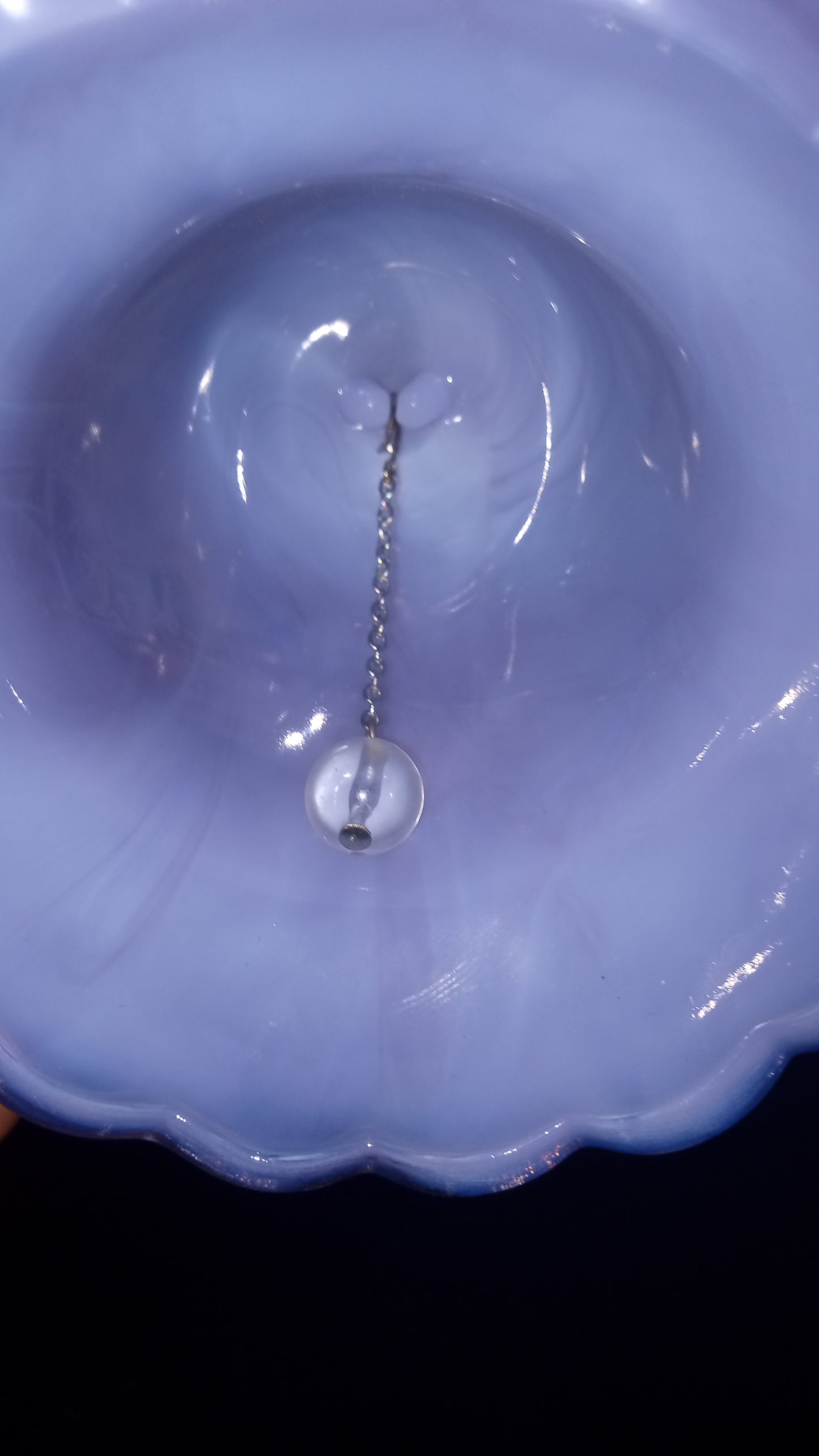 Vintage Purple Slag Glass Christmas Bell - Lavender Winter Scene Figural Art Glass