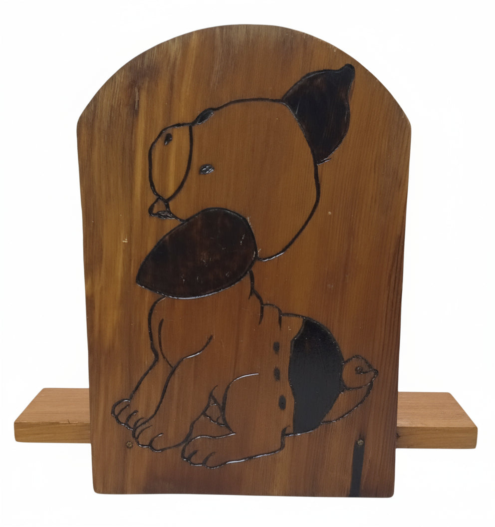 Best Friend & Napkins! Vintage Wood Puppy Napkin Holder - Rustic Cabin/Farmhouse Kitchen Kitsch