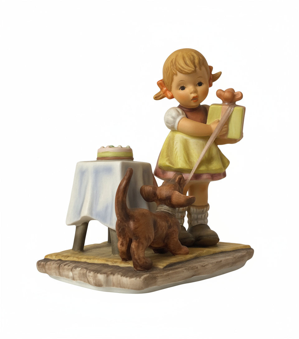 BERTA HUMMEL GOEBEL 1996 BIRTHDAY CHEER GIRL & PUPPY