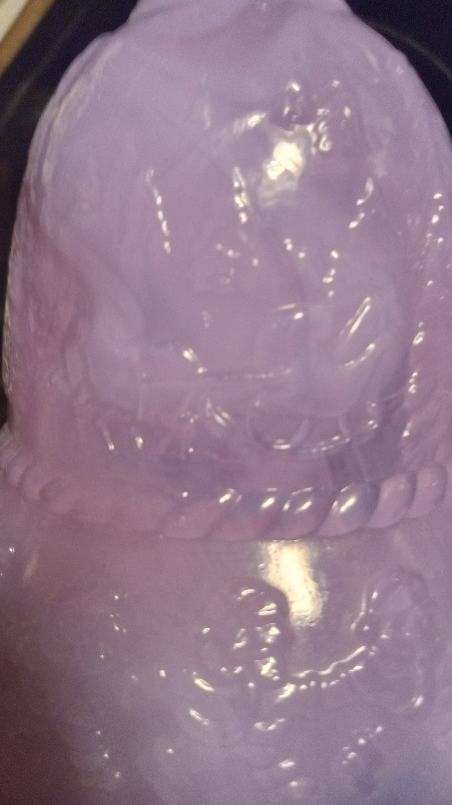 Vintage Purple Slag Glass Christmas Bell - Lavender Winter Scene Figural Art Glass