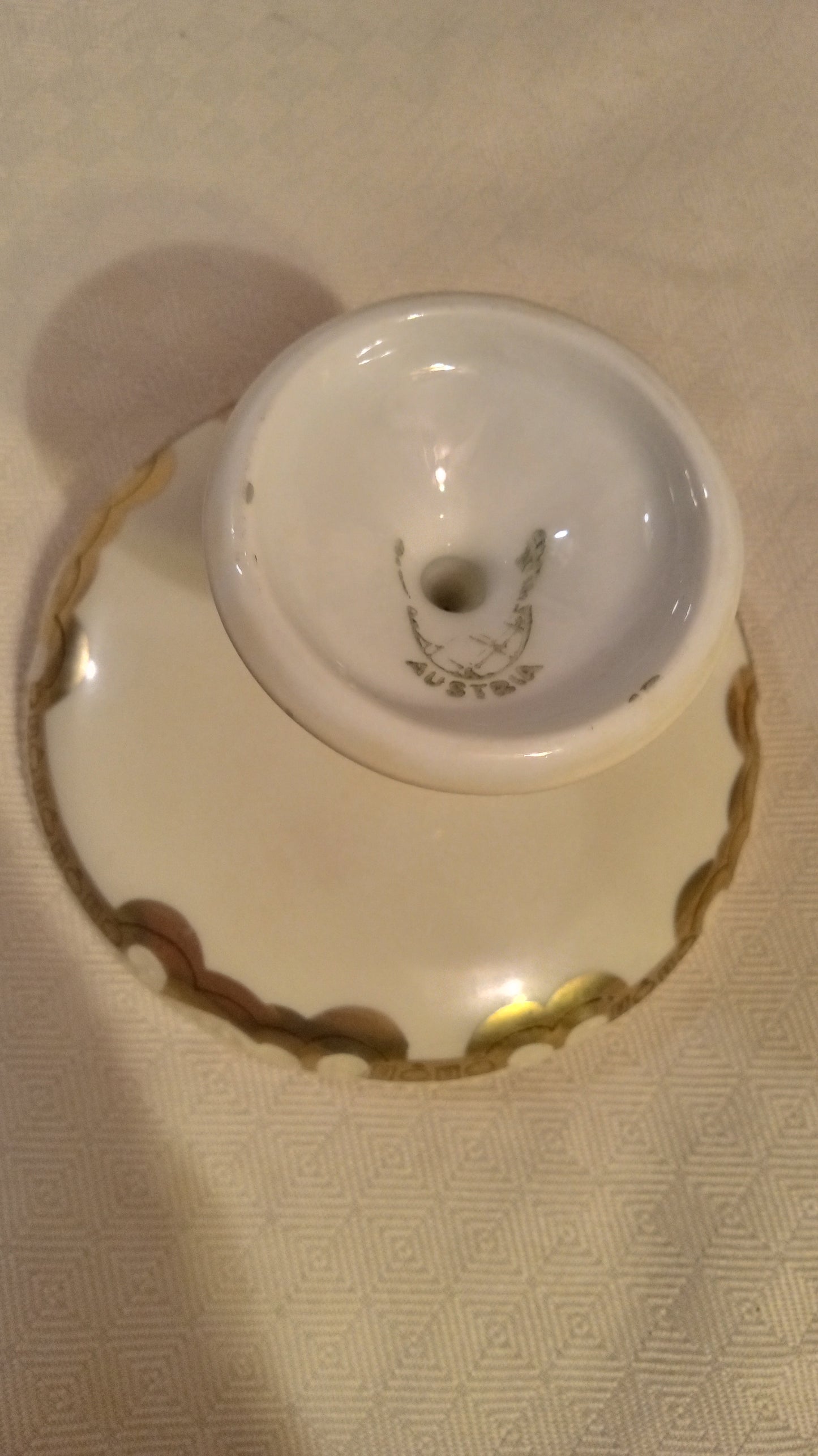 Antique Austrian Porcelain Pedestal Comport | Edwardian Pink Roses Gold Trim | Single Candy Dish, Near-Mint with Patina