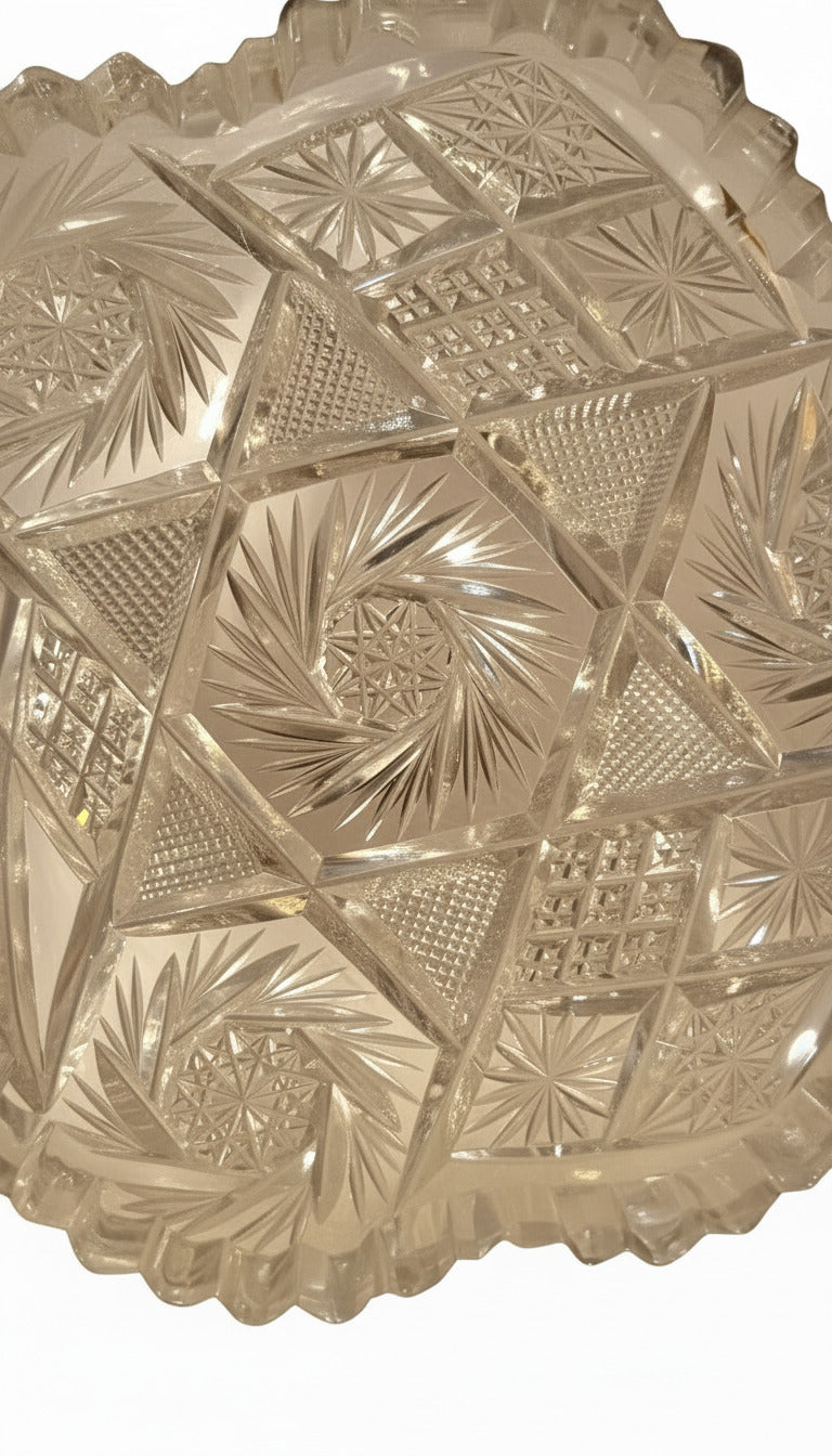 125+ Year Old American Brilliant Cut Glass Nappy Dish | Antique Crystal Serving Bowl with Handle | Rare Early 1900s ABP Collector’s Gem