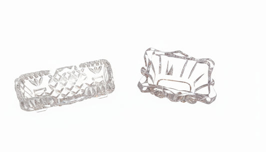 Antique Flint Glass Master Salts      (Set of 2)  c1850s