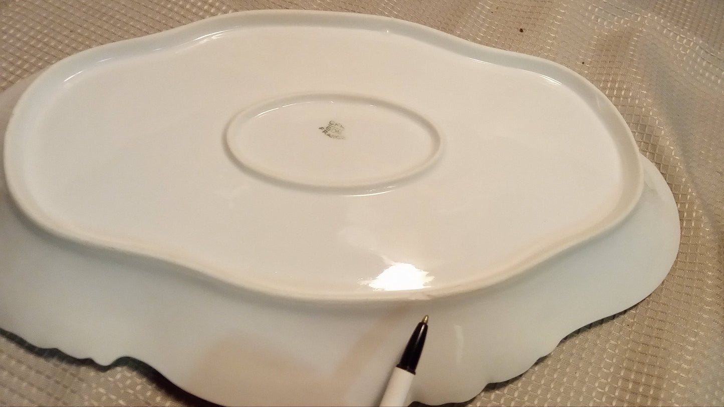 Antique Limoges Platter CFH/GDM - French Charles Field Haviland Oval Serving Dish - Sepia Floral & Gold Trim