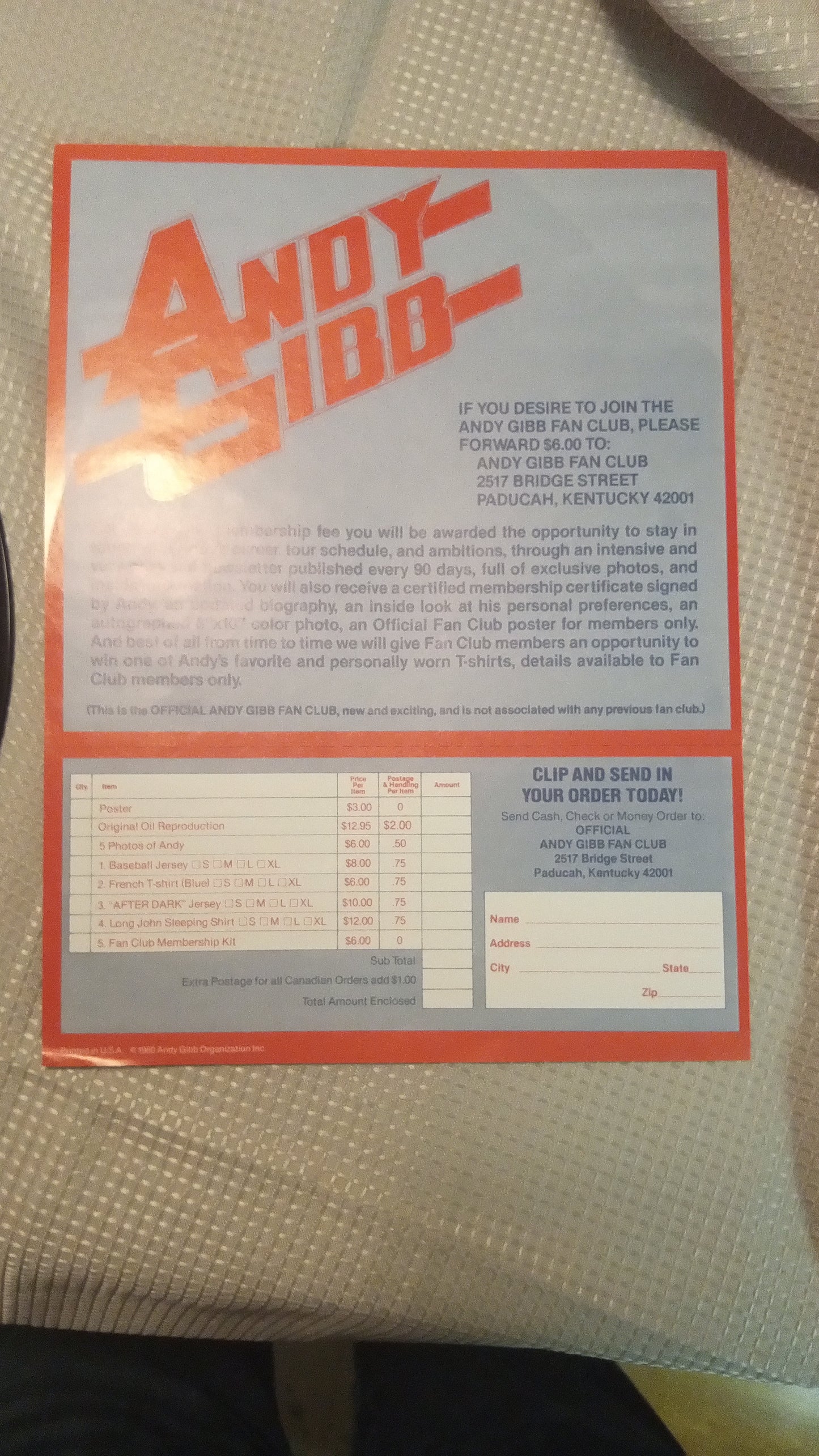 RARE Andy Gibb After Dark LP 1980 | Vinyl Record w/ ALL Fan Club Inserts & Poster