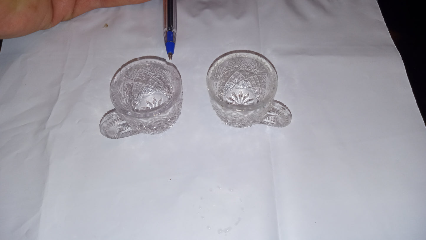 Antique Westmoreland Thumbelina Miniature Punch Bowl Cups  Clear Pressed Glass