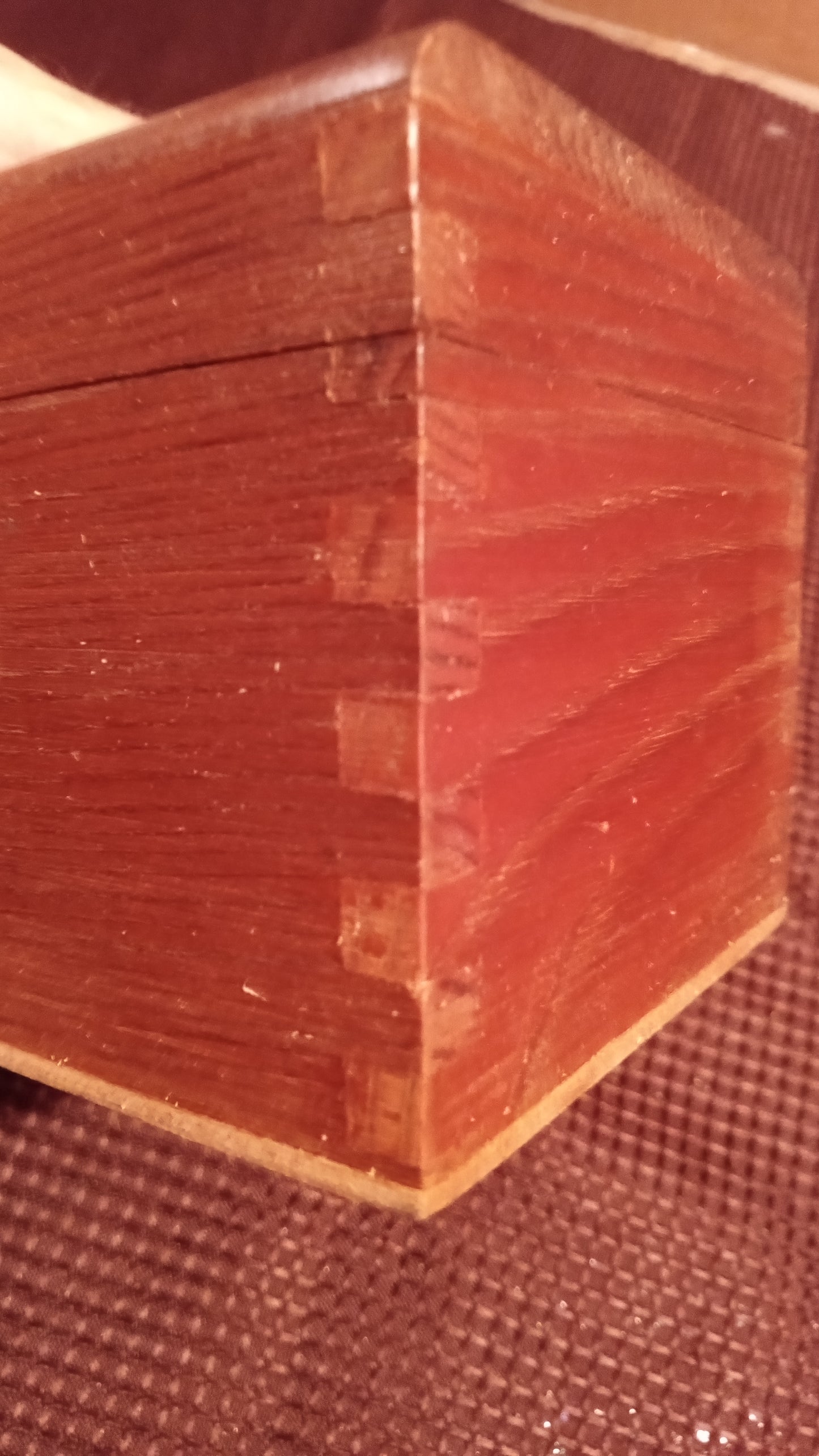 Vintage Hardwood Storage Box | Dovetail/Finger Joint Construction | Rustic Wooden Keepsake Chest