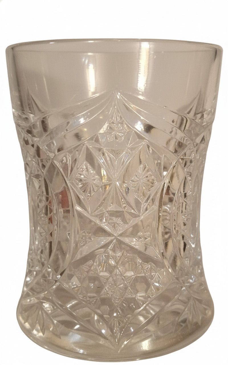 Vintage Pressed Glass Creamer | Starburst & Diamond Cut Design | Elegant 3.5" Pitcher