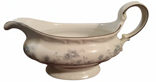 MINT! Johann Haviland 'Blue Garland' Gravy Boat w/Underplate 🕊️ FREE SHIPPING! Bavaria Germany Platinum Trim