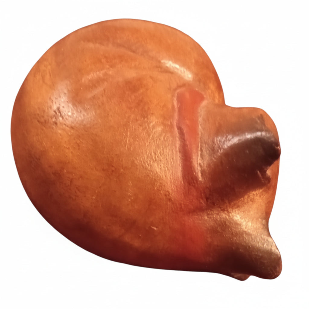 Hand-Carved Monkeypod Wood Sleeping Cat – 1970s Mid-Century Folk Art Figurine | Handcrafted Teak Style Decor | FREE Priority Shipping